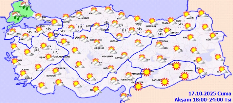 Kuzeyde yağmur, iç bölgelerde sis!